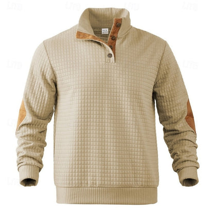Striktrøje Herre – Tekstureret Pullover med Ståkrave