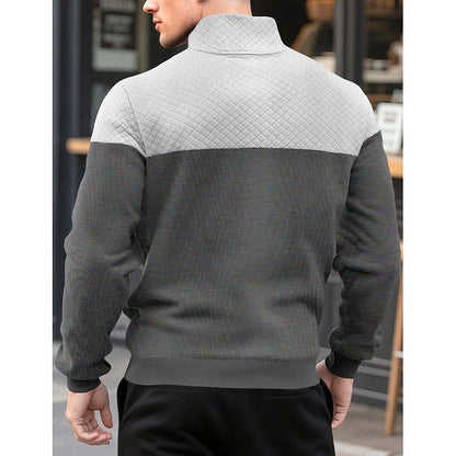 Sweatshirt Herre – Langærmet trøje med tekstureret overflade og quarter-zip lynlås til hverdag, arbejde og lag-på-lag