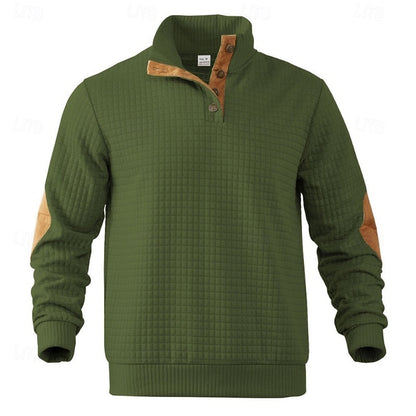 Striktrøje Herre – Tekstureret Pullover med Ståkrave