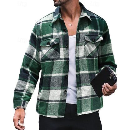Skjortejakke Herre – Overshirt-jakke med ternet design og robust design til efterår, overgangsvejr og hverdag