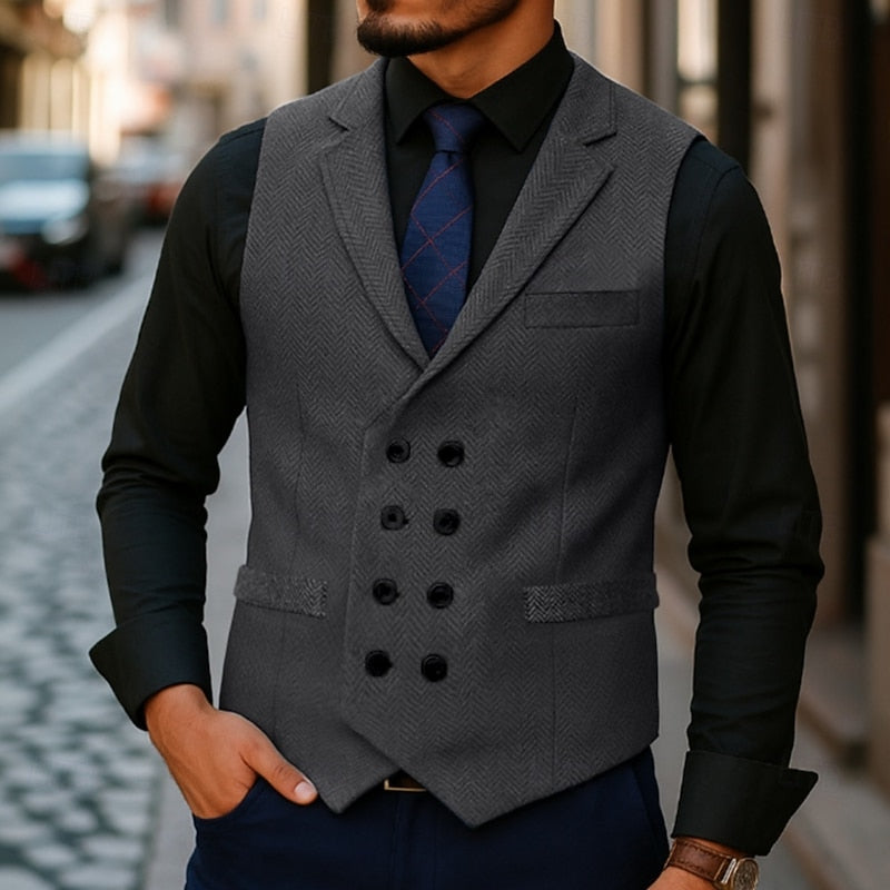 Bennett | Double-Breasted Herringbone Waistcoat