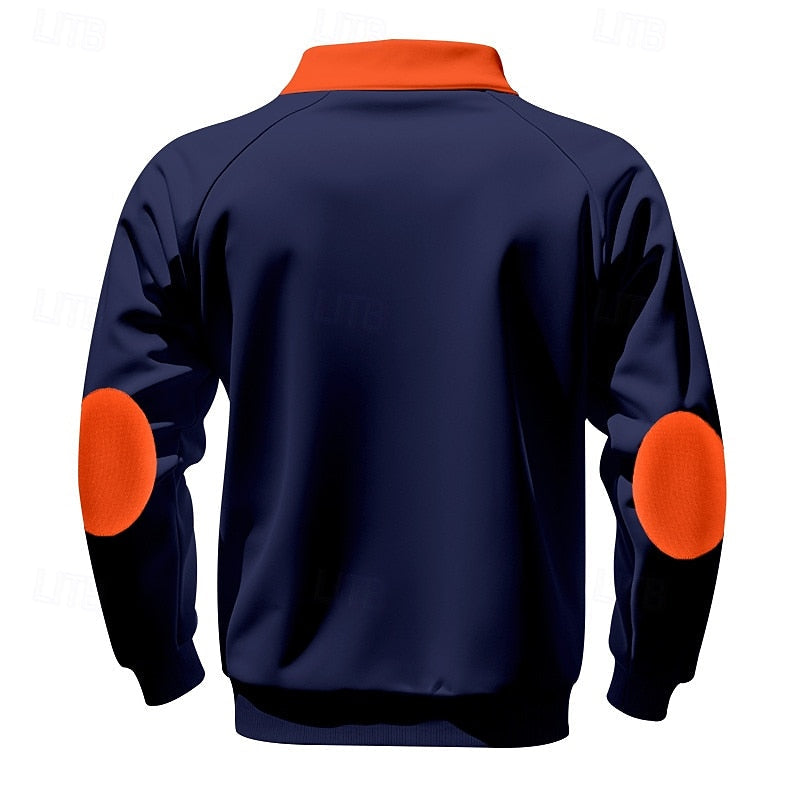 Striktrøje Herre – Pullover med farveblokdesign og quarter-zip lynlås til hverdag, arbejde og lag-på-lag