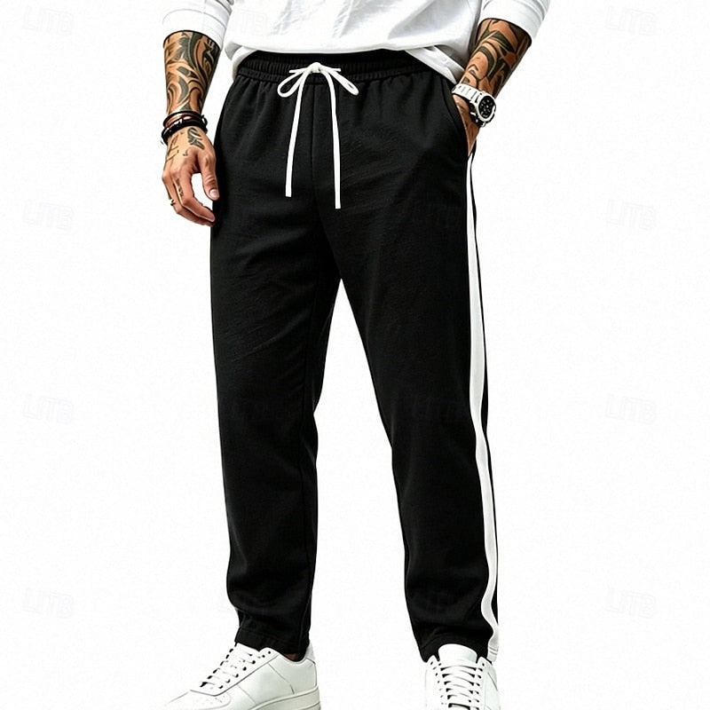 Joggingbukser Herre – Sweatpants med stribet design og afslappet pasform til hverdag, kontor og smart casual