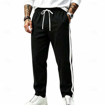 Joggingbukser Herre – Sweatpants med stribet design og afslappet pasform til hverdag, kontor og smart casual