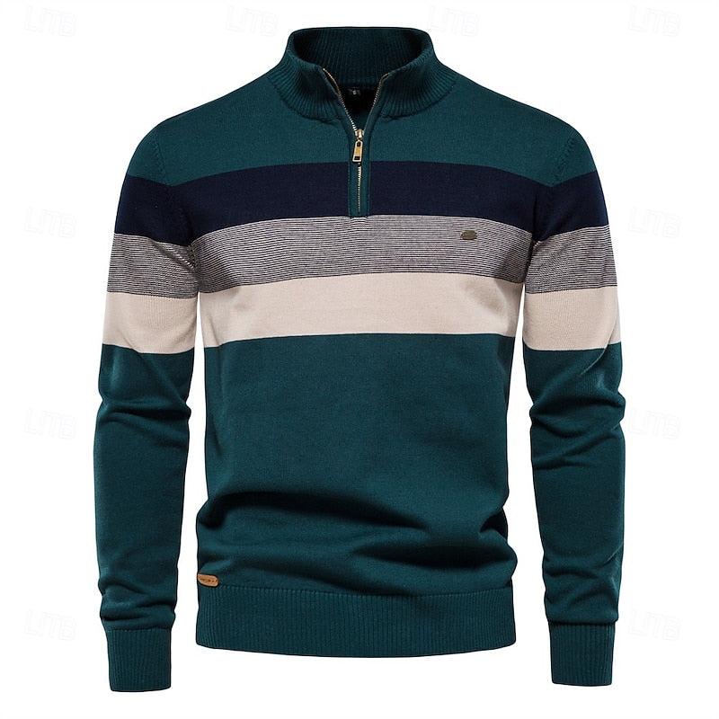 Quarter-Zip Striktrøje Herre – Pullover med Kort Lynlås