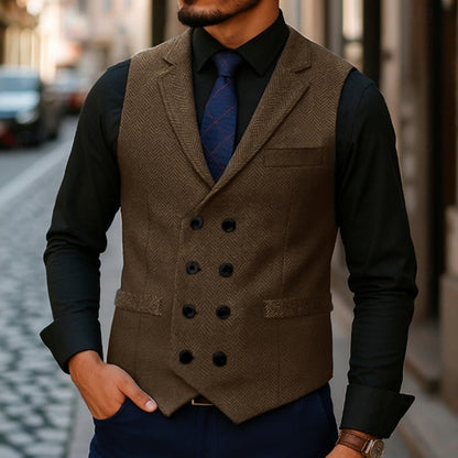 Bennett | Double-Breasted Herringbone Waistcoat