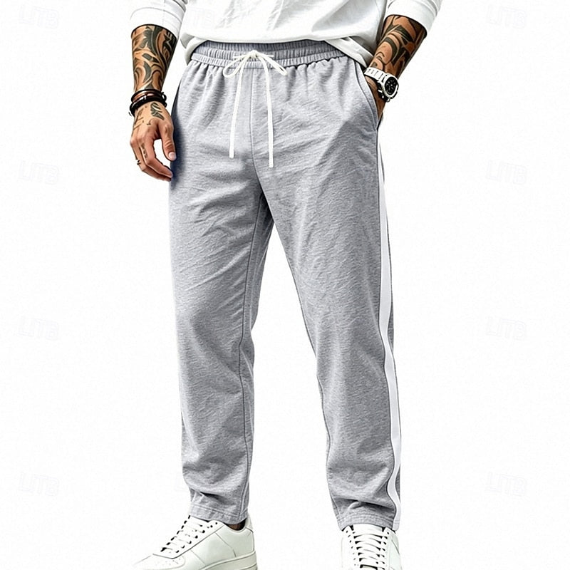 Joggingbukser Herre – Sweatpants med stribet design og afslappet pasform til hverdag, kontor og smart casual