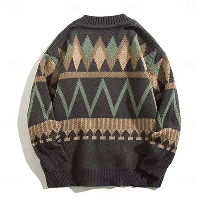 Cardigan Herre – Strikcardigan med mønstret design og knaplukning til hverdag, arbejde og lag-på-lag