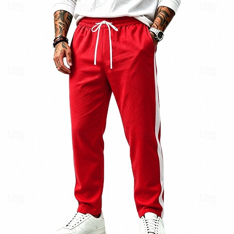 Joggingbukser Herre – Sweatpants med stribet design og afslappet pasform til hverdag, kontor og smart casual